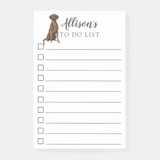 Brown Labrador Dog Personalized To Do List Post-it Notes (Front)