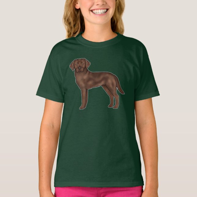 Brown Labrador Retriever Adorable Cartoon Lab Dog T-Shirt (Front)