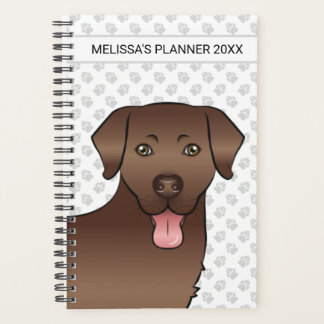 Brown Labrador Retriever Cartoon Dog Head &amp; Text Planner