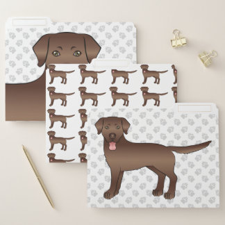 Brown Labrador Retriever Cartoon Dog Illustration File Folder