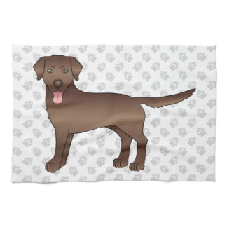 Brown Labrador Retriever Cartoon Dog Illustration Kitchen Towel