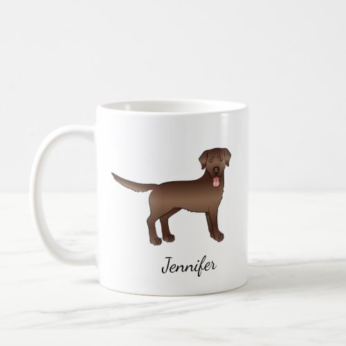 Brown Labrador Retriever Cartoon Dog  Name Coffee Mug