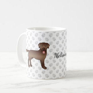Brown Labrador Retriever Cartoon Dog &amp; Name Coffee Mug
