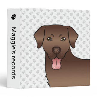 Brown Labrador Retriever Cartoon Dog &amp; Text 3 Ring Binder