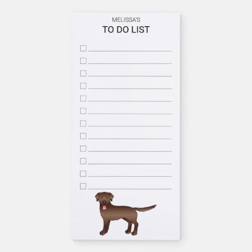 Brown Labrador Retriever Cartoon Dog To Do List Magnetic Notepad