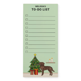Brown Labrador Retriever Christmas Checklist Magnetic Notepad