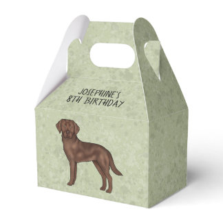 Brown Labrador Retriever Dog Custom Kids Birthday Favor Boxes