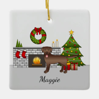 Brown Labrador Retriever - Festive Christmas Room Ceramic Ornament