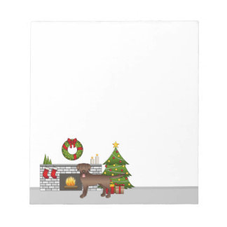 Brown Labrador Retriever - Festive Christmas Room Notepad