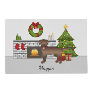 Brown Labrador Retriever - Festive Christmas Room Placemat