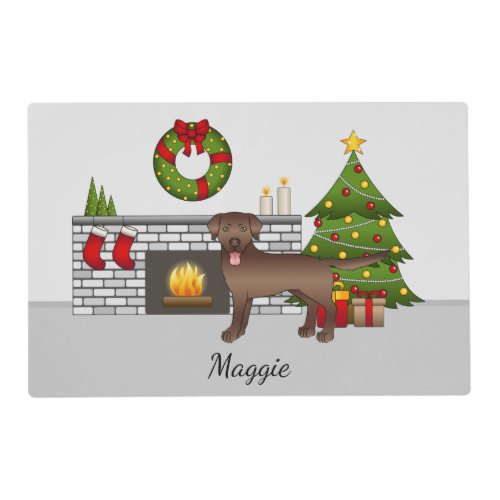 Brown Labrador Retriever _ Festive Christmas Room Placemat