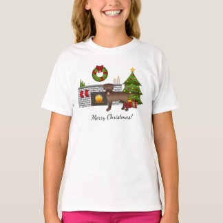 Brown Labrador Retriever - Festive Christmas Room T-Shirt