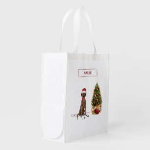 Brown Labrador Retriever Funny Christmas Dog Tree Grocery Bag