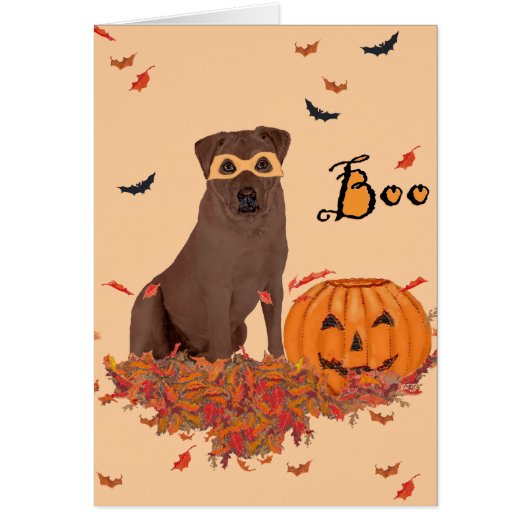 Brown Labrador Retriever Halloween Cards (Front)