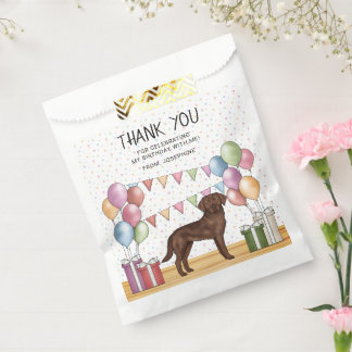 Brown Labrador Retriever Pastel Birthday Thank You Favor Bag