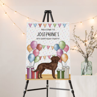 Brown Labrador Retriever Pastel Birthday Welcome Foam Board