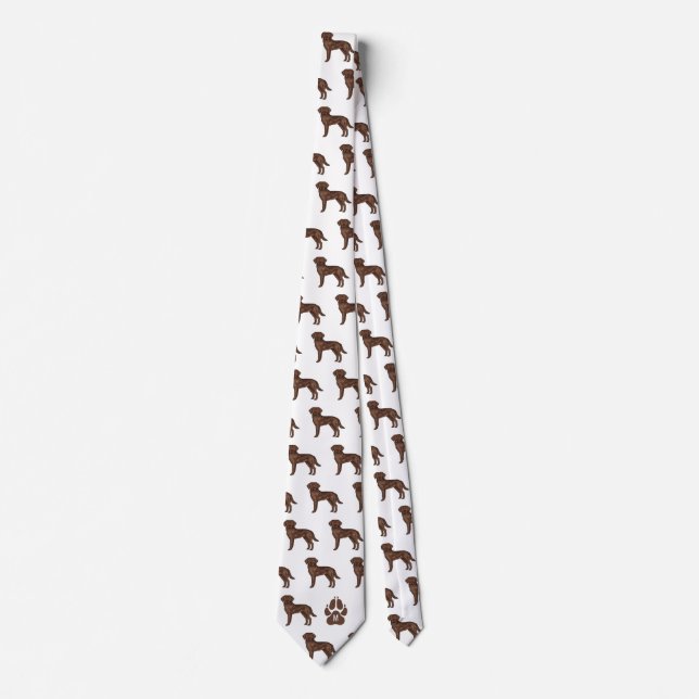Brown Labrador Retriever Pattern Custom Monogram Neck Tie (Front)