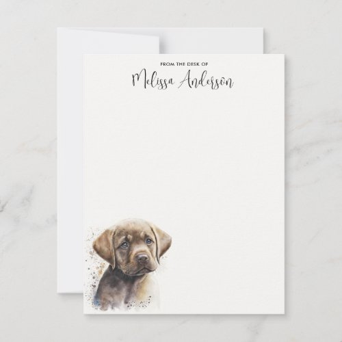 Brown Labrador Retriever Puppy Cute Dog Watercolor Note Card