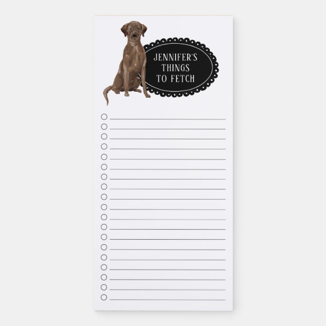 Brown Labrador Retriever Shopping List  Magnetic Notepad