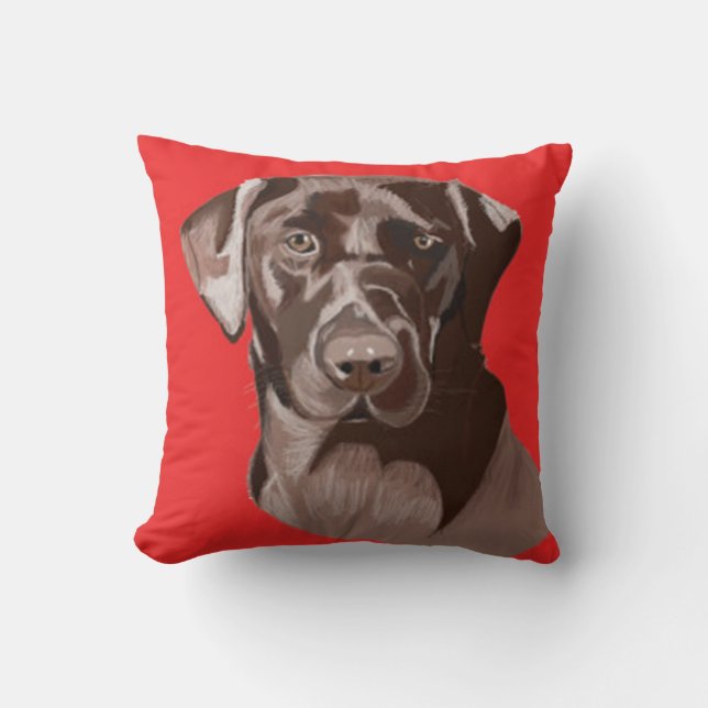 Brown Labrador Retriever Throw Pillow (Front)