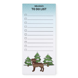 Brown Labrador Retriever Winter Forest To Do List Magnetic Notepad
