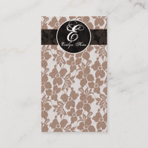 brown lace cutomize your monogram business card