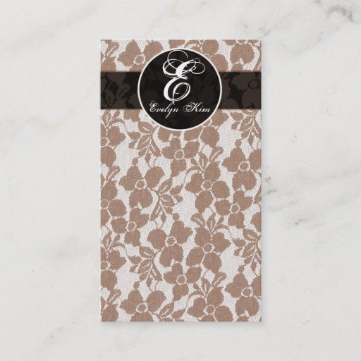 Customizable brown lace cutomize your monogram business card