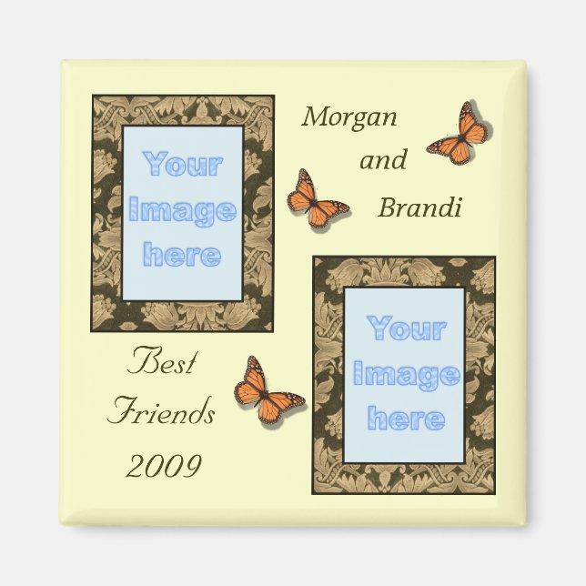 Brown Lace Print Best Friends Photo Magnet (Front)