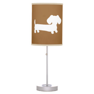 Brown Lamp Shade + White Dachshund