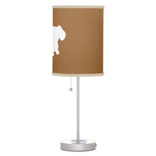 Brown Lamp Shade + White Dachshund (Right)