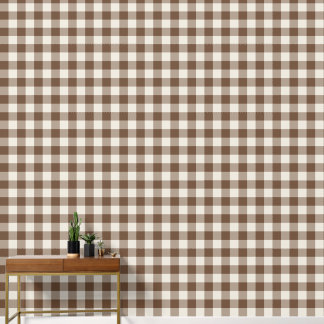 Brown Large Checkered Gingham Wallpaper