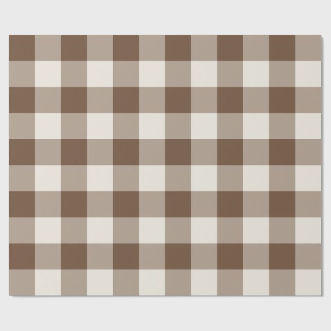 Brown Large Checkered Gingham Wrapping Paper (Flat)