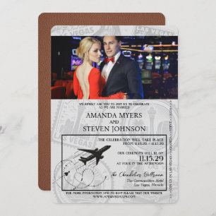 Brown Las Vegas Passport Wedding Invitation