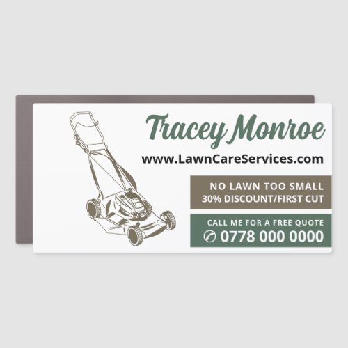 Brown Lawn_Mower Lawn Care Services Car Magnet