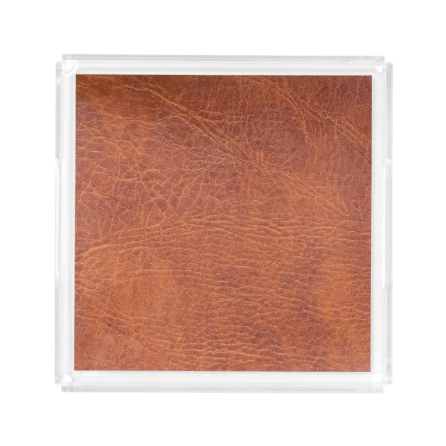 Brown leather acrylic tray (Front)