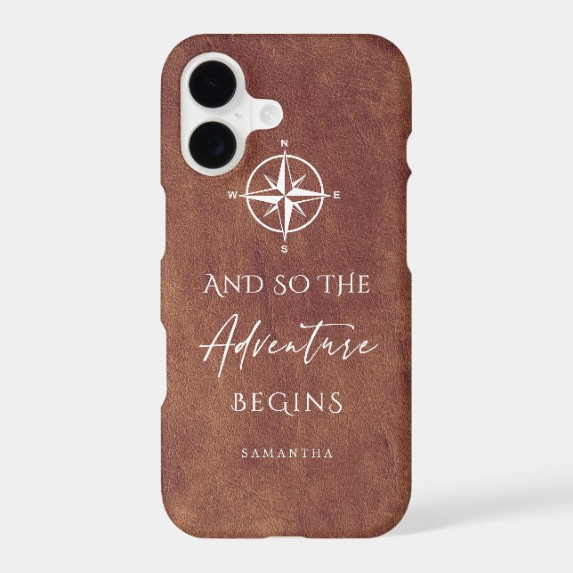  Brown Leather Adventure Personalized Iphone Case (Back)