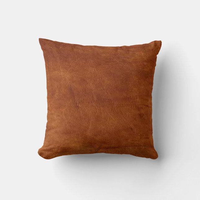 Brown Leather American MoJo Pillow (Front)
