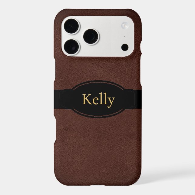 Brown Leather and Black Badge Case-Mate iPhone Case (Back)