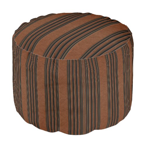Brown Leather And Black Pouf