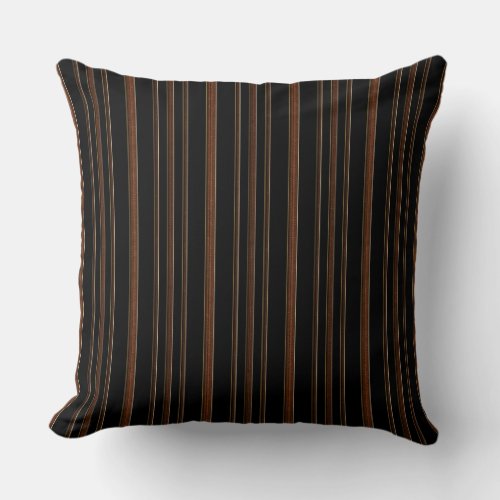 Brown Leather And Black Throw Pillow