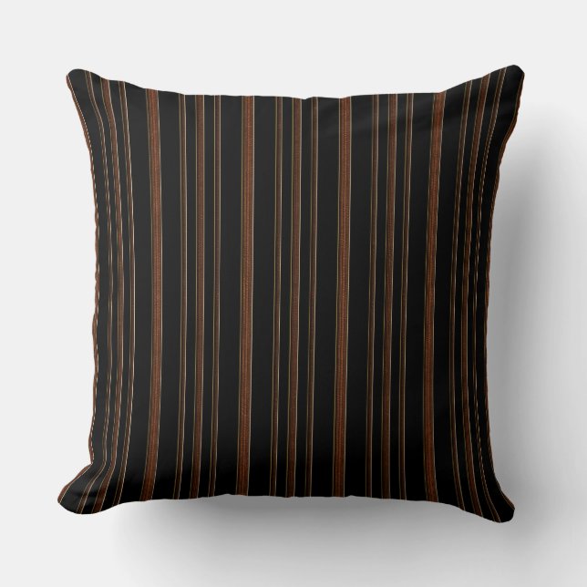 Brown Leather And Black Throw Pillow (Front)
