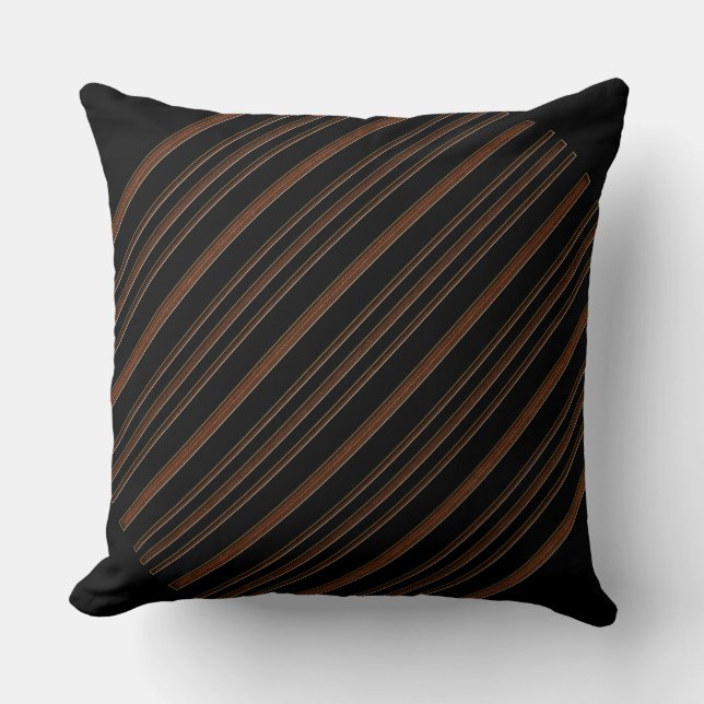 Brown Leather And Black Throw Pillow (Front)