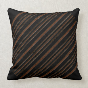 Brown Leather And Black Throw Pillow