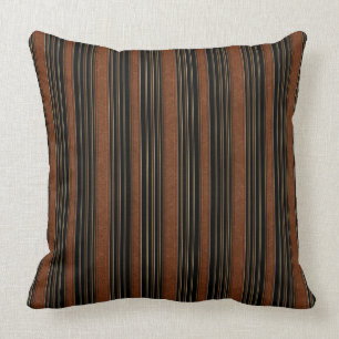 Brown Leather And Black Throw Pillow