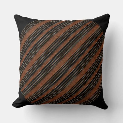 Brown Leather And Black Throw Pillow