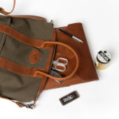Brown Leather and Green Canvas Helmet Bag (Contents)