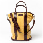 Brown Leather And Yellow Canvas Large Helmet Bag at Zazzle