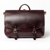 Brown Leather and Yellow Canvas Messenger Backpack (Front)