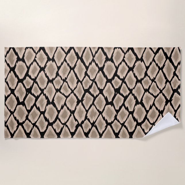 Brown leather animal snake skin beach towel (Front)