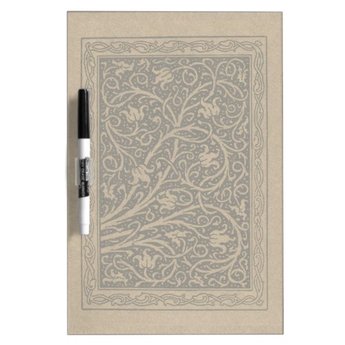 Brown Leather Art Nouveau Floral Dry_Erase Board